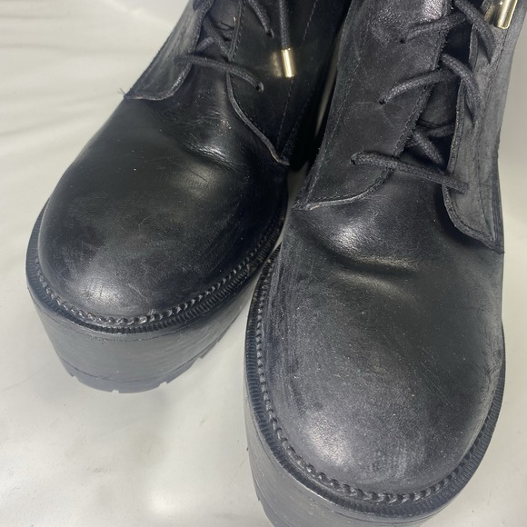 Free People High Point Platform Boots Black Leather Lace-Up EU 40 US 10 Chunky - Picture 12 of 16